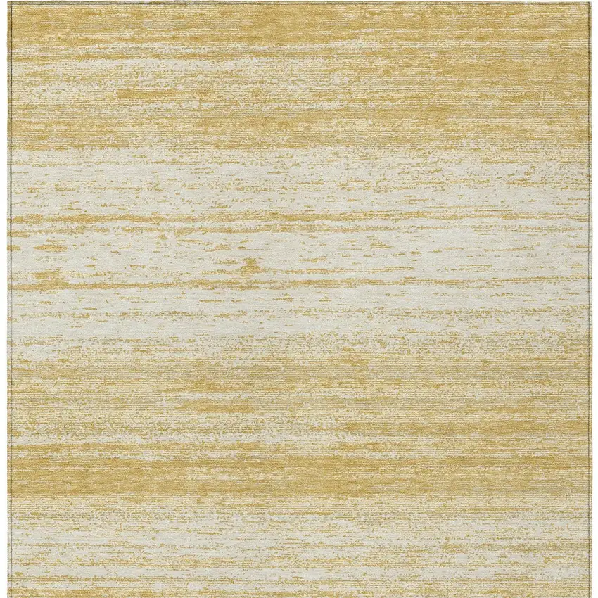 Gold And Ivory Striped Washable Indoor Outdoor Area Rug Photo 7