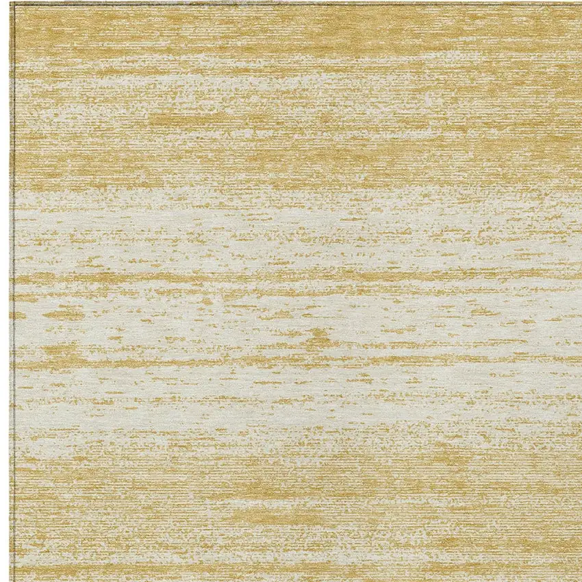 Gold And Ivory Striped Washable Indoor Outdoor Area Rug Photo 6