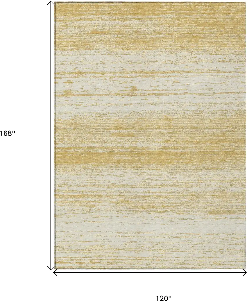 Gold And Ivory Striped Washable Indoor Outdoor Area Rug Photo 3