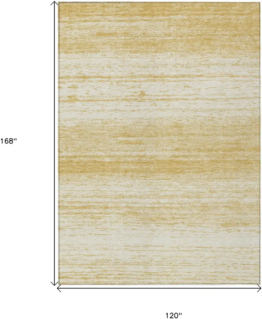 Gold And Ivory Striped Washable Indoor Outdoor Area Rug Photo 3