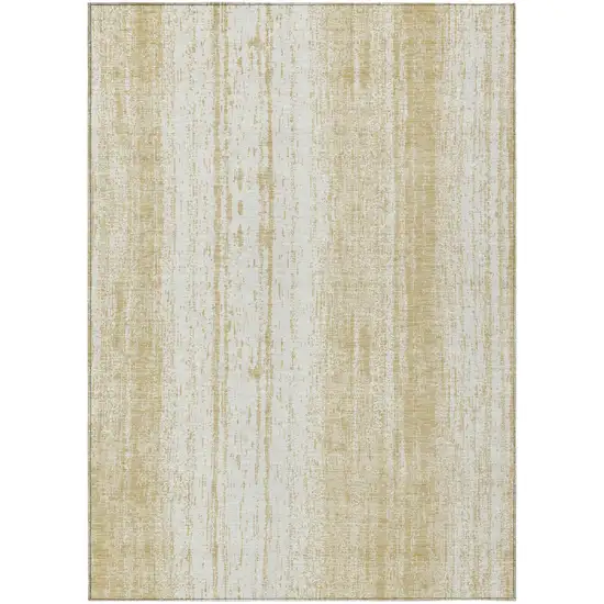 Gold And Ivory Striped Washable Indoor Outdoor Area Rug Photo 2