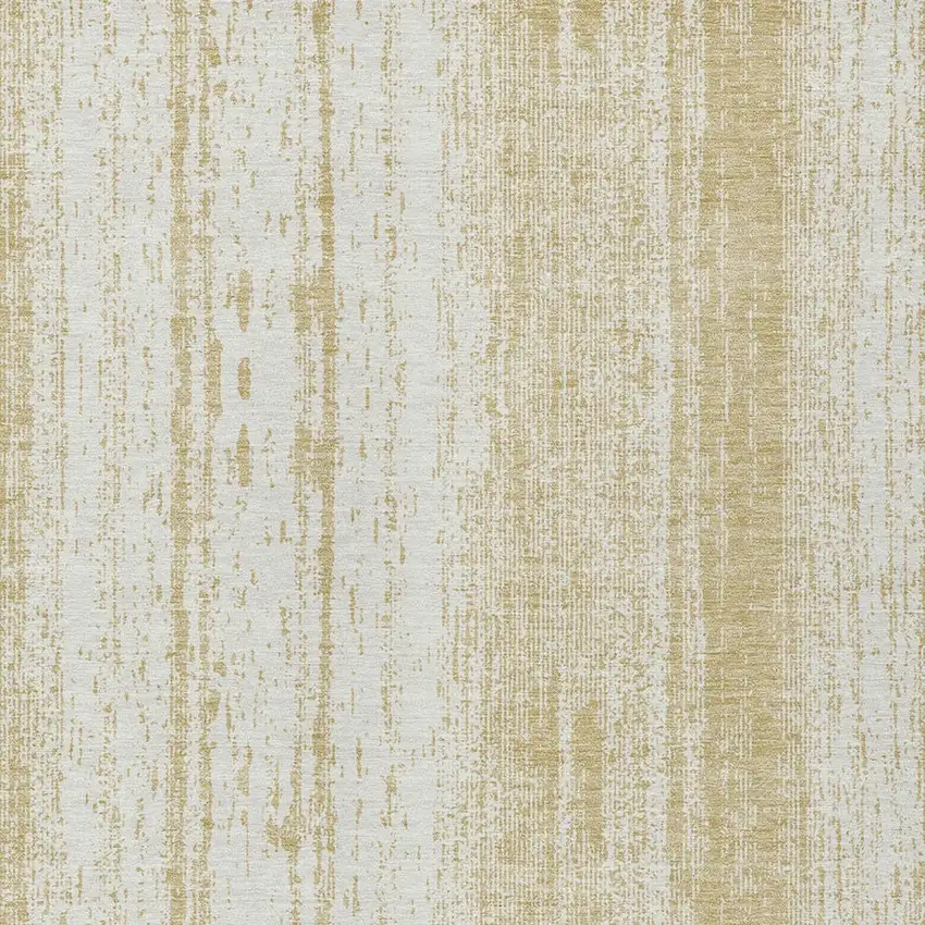 Gold And Ivory Striped Washable Indoor Outdoor Area Rug Photo 6