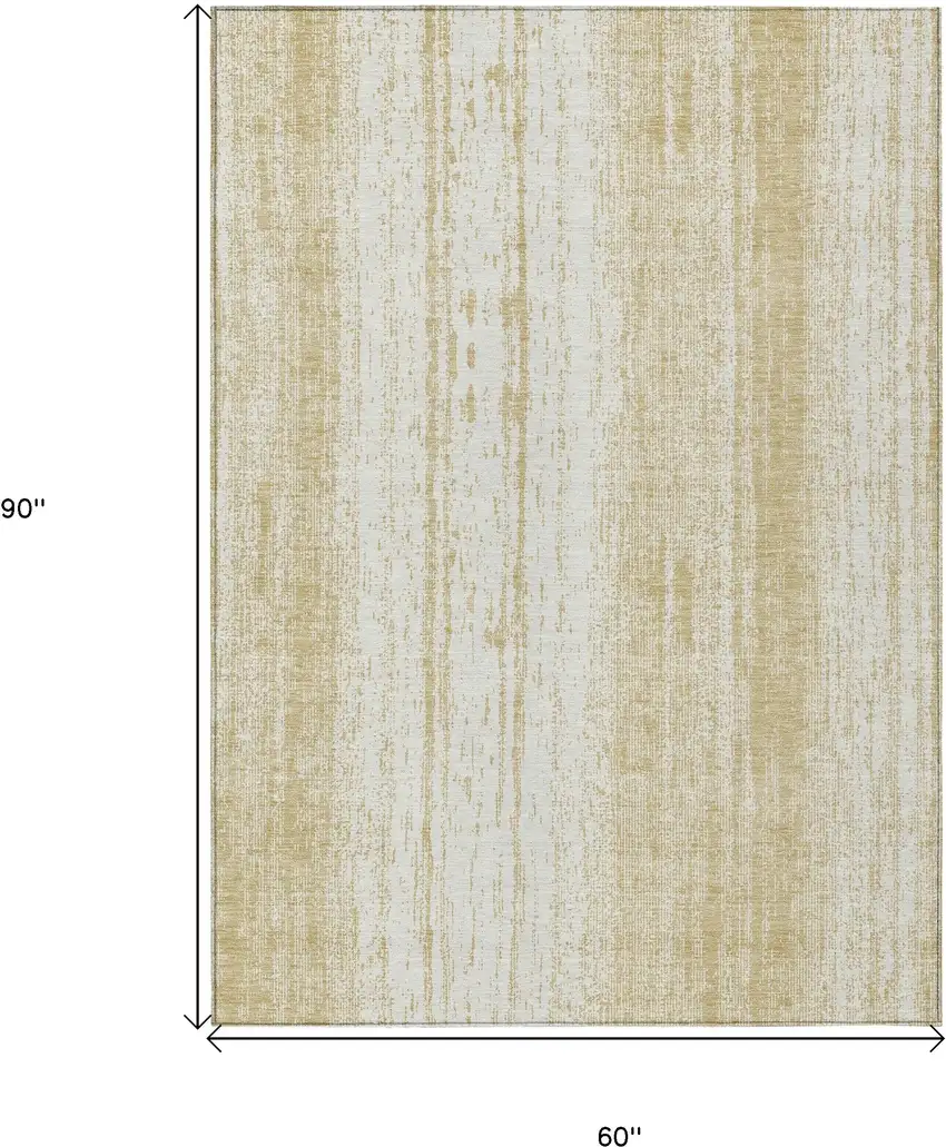 Gold And Ivory Striped Washable Indoor Outdoor Area Rug Photo 3