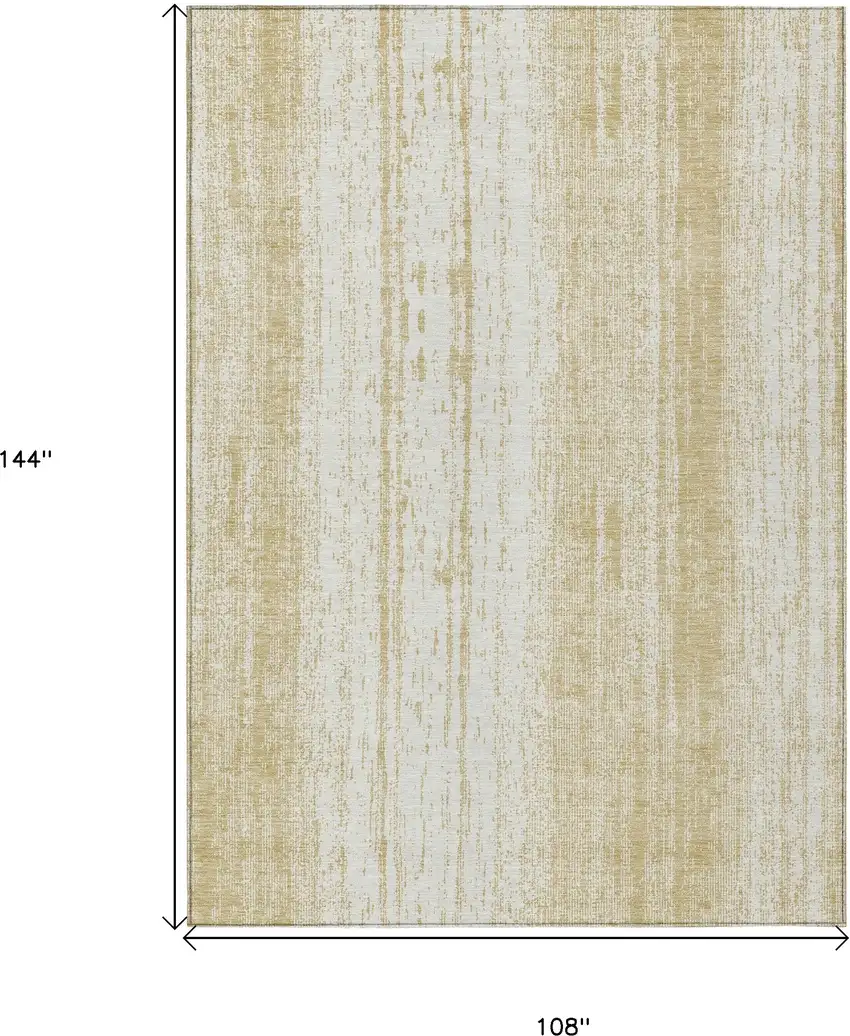 Gold And Ivory Striped Washable Indoor Outdoor Area Rug Photo 3
