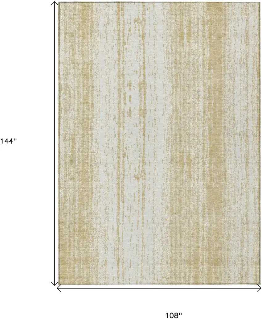 Gold And Ivory Striped Washable Indoor Outdoor Area Rug Photo 3