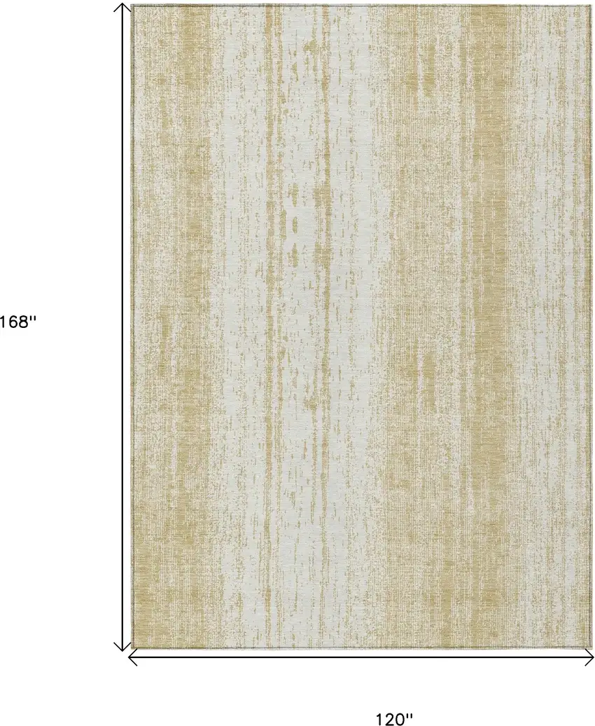 Gold And Ivory Striped Washable Indoor Outdoor Area Rug Photo 3