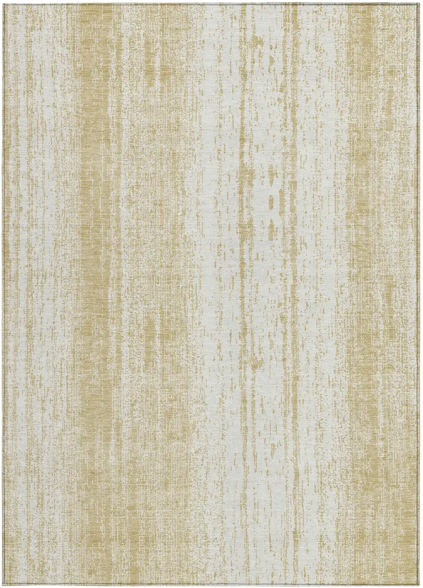 Gold And Ivory Striped Washable Indoor Outdoor Area Rug Photo 7