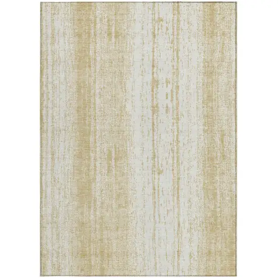 Gold And Ivory Striped Washable Indoor Outdoor Area Rug Photo 7