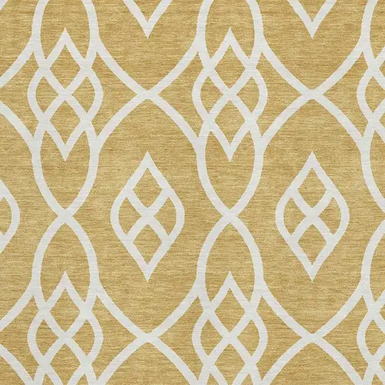 Gold And Ivory Trellis Washable Area Rug With UV Protection Photo 3