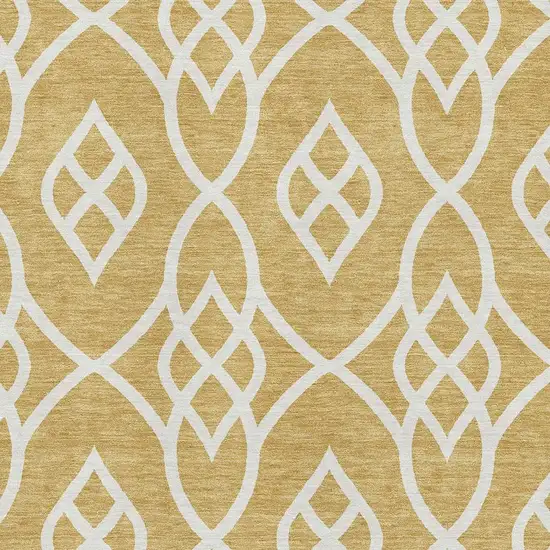 Gold And Ivory Trellis Washable Area Rug With UV Protection Photo 3