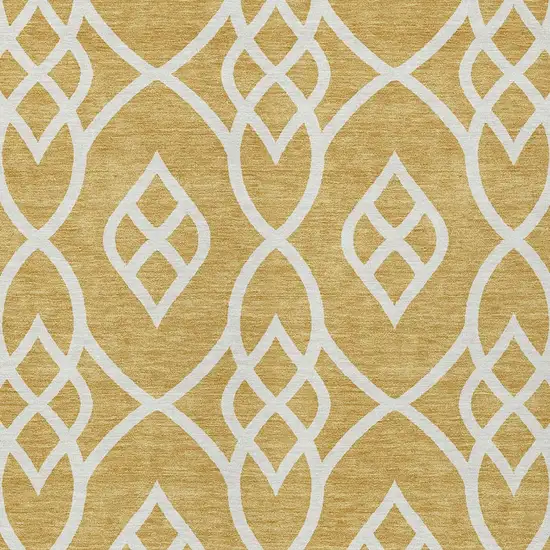 Gold And Ivory Trellis Washable Indoor Outdoor Area Rug Photo 6