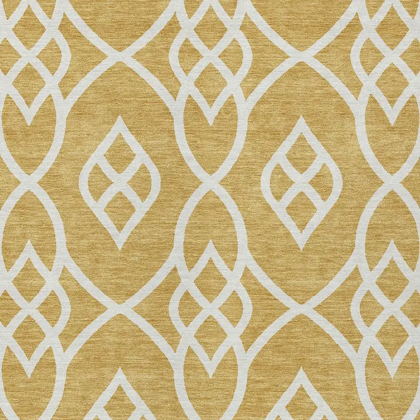 Gold And Ivory Trellis Washable Indoor Outdoor Area Rug Photo 6
