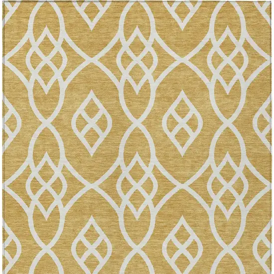 Gold And Ivory Trellis Washable Indoor Outdoor Area Rug Photo 7