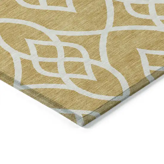 Gold And Ivory Trellis Washable Indoor Outdoor Area Rug Photo 5