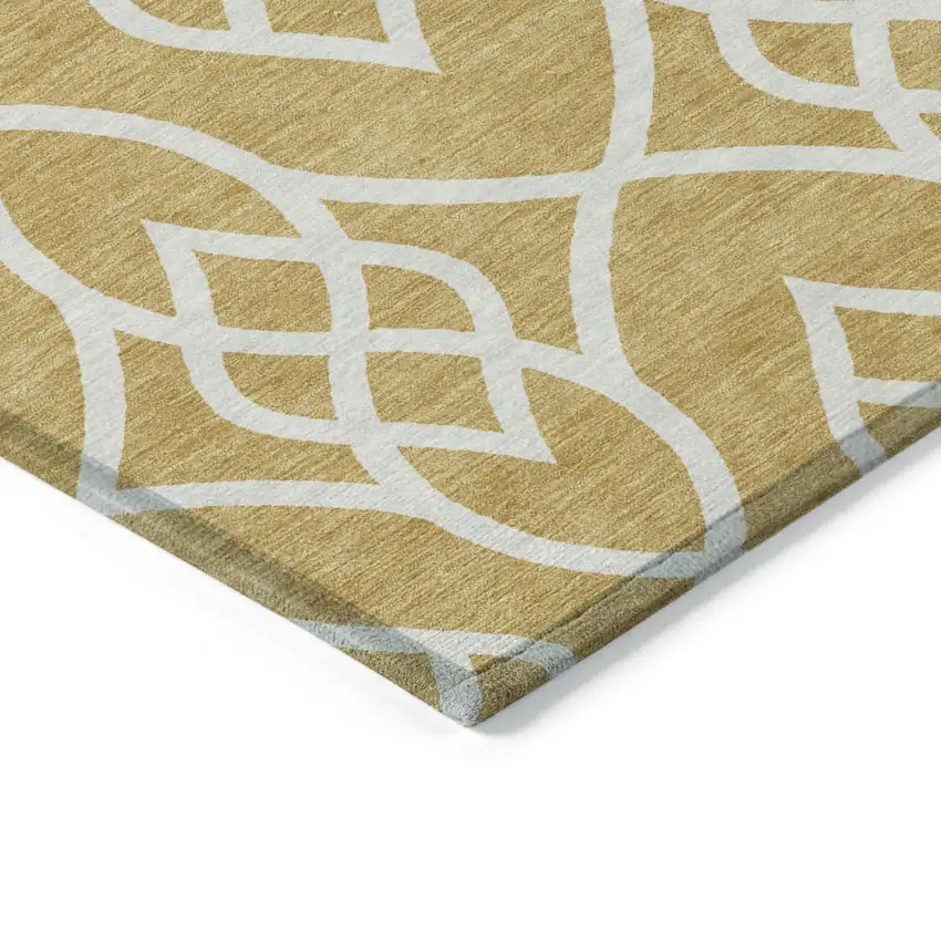Gold And Ivory Trellis Washable Indoor Outdoor Area Rug Photo 5
