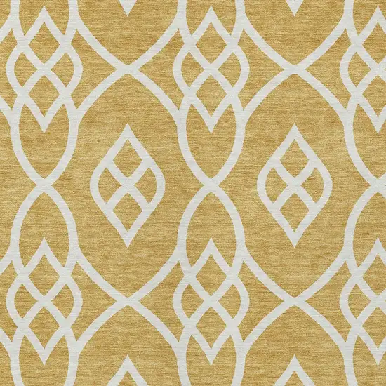 Gold And Ivory Trellis Washable Indoor Outdoor Area Rug Photo 6