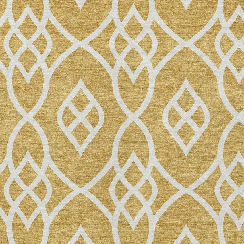 Gold And Ivory Trellis Washable Indoor Outdoor Area Rug Photo 6