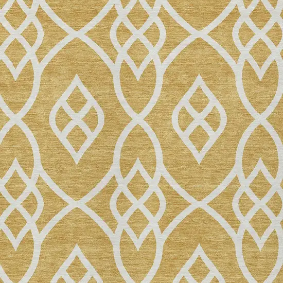 Gold And Ivory Trellis Washable Indoor Outdoor Area Rug Photo 6