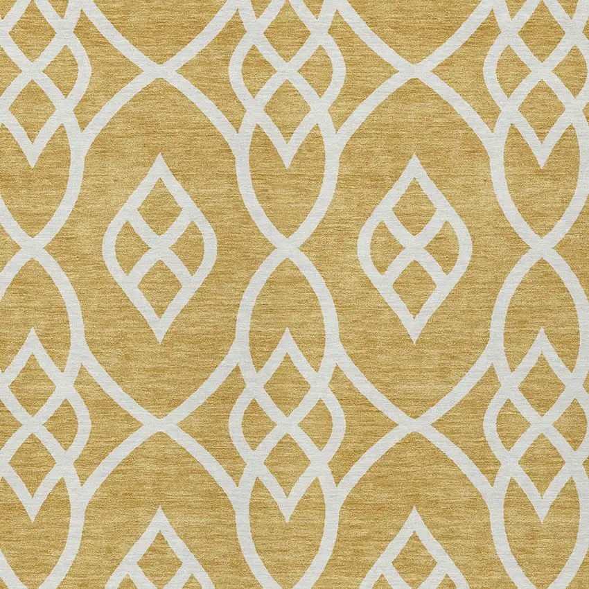 Gold And Ivory Trellis Washable Indoor Outdoor Area Rug Photo 6