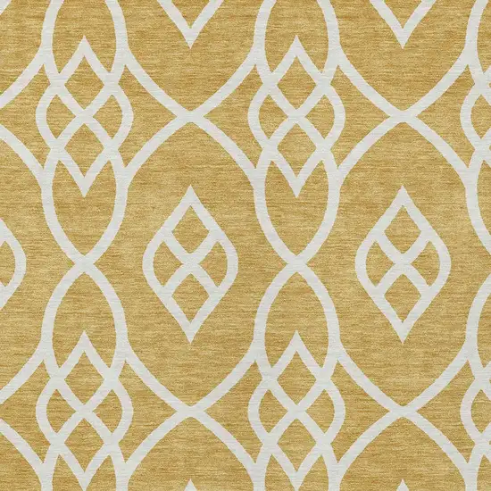 Gold And Ivory Trellis Washable Indoor Outdoor Area Rug Photo 6