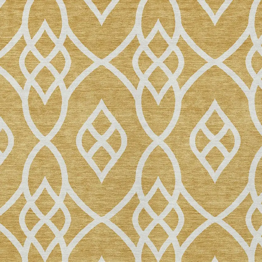 Gold And Ivory Trellis Washable Indoor Outdoor Area Rug Photo 6