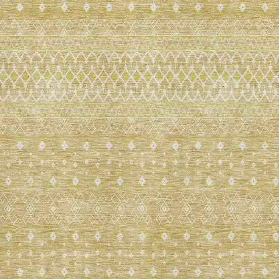 Gold And Ivory Tribal Washable Area Rug With UV Protection Photo 3