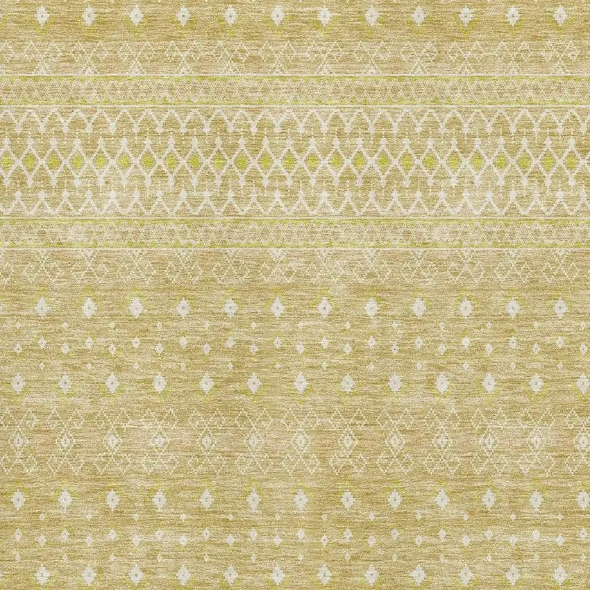 Gold And Ivory Tribal Washable Area Rug With UV Protection Photo 3