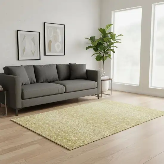 Gold And Ivory Tribal Washable Area Rug With UV Protection Photo 1