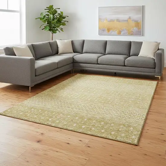 Gold And Ivory Tribal Washable Area Rug With UV Protection Photo 1