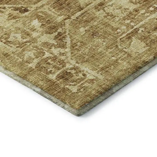 Gold And Ivory Tribal Washable Indoor Outdoor Area Rug Photo 5