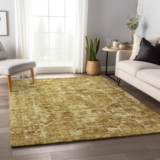 Gold And Ivory Tribal Washable Indoor Outdoor Area Rug Photo 7