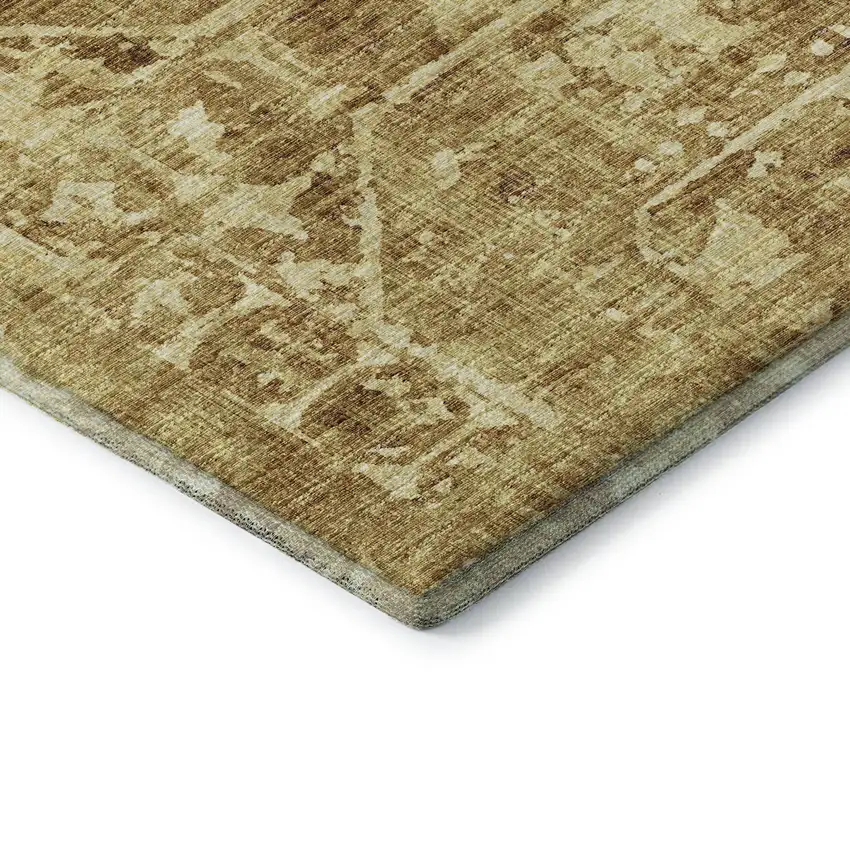 Gold And Ivory Tribal Washable Indoor Outdoor Area Rug Photo 5