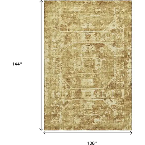 Gold And Ivory Tribal Washable Indoor Outdoor Area Rug Photo 3