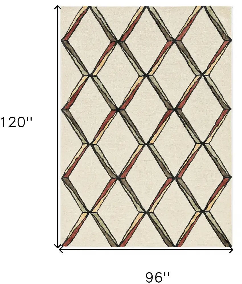Beige Rust and Gold Wool Geometric Hand Tufted Area Rug Photo 3