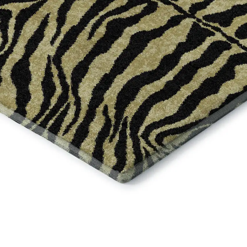 Gold And Ivory Zebra Print Washable Indoor Outdoor Area Rug Photo 4