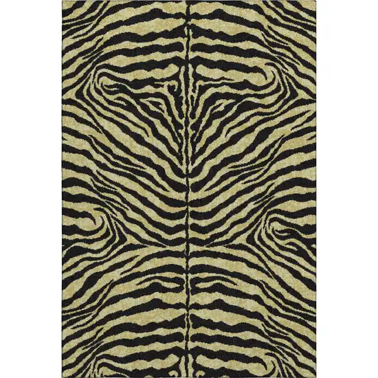 Gold And Ivory Zebra Print Washable Indoor Outdoor Area Rug Photo 2