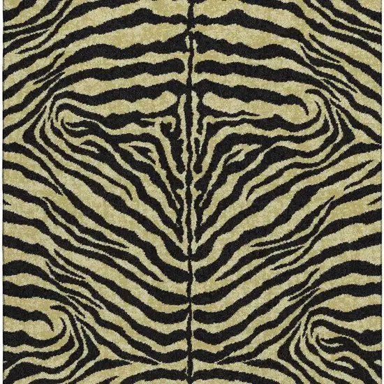 Gold And Ivory Zebra Print Washable Indoor Outdoor Area Rug Photo 5