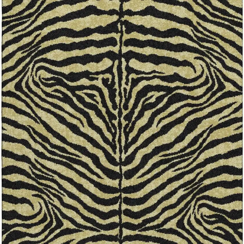 Gold And Ivory Zebra Print Washable Indoor Outdoor Area Rug Photo 5