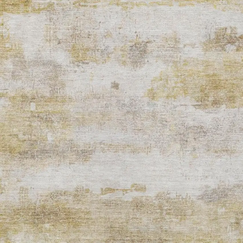 Gold And Linen Abstract Washable Indoor Outdoor Area Rug Photo 4