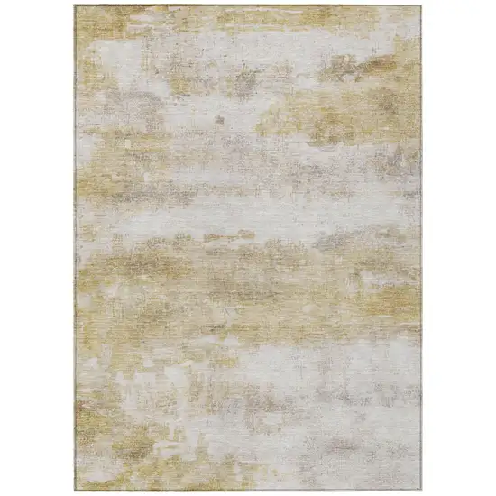 Gold And Linen Abstract Washable Indoor Outdoor Area Rug Photo 3