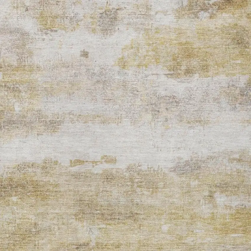 Gold And Linen Abstract Washable Indoor Outdoor Area Rug Photo 1