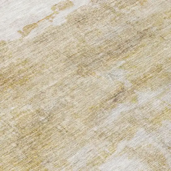 Gold And Linen Abstract Washable Indoor Outdoor Area Rug Photo 6