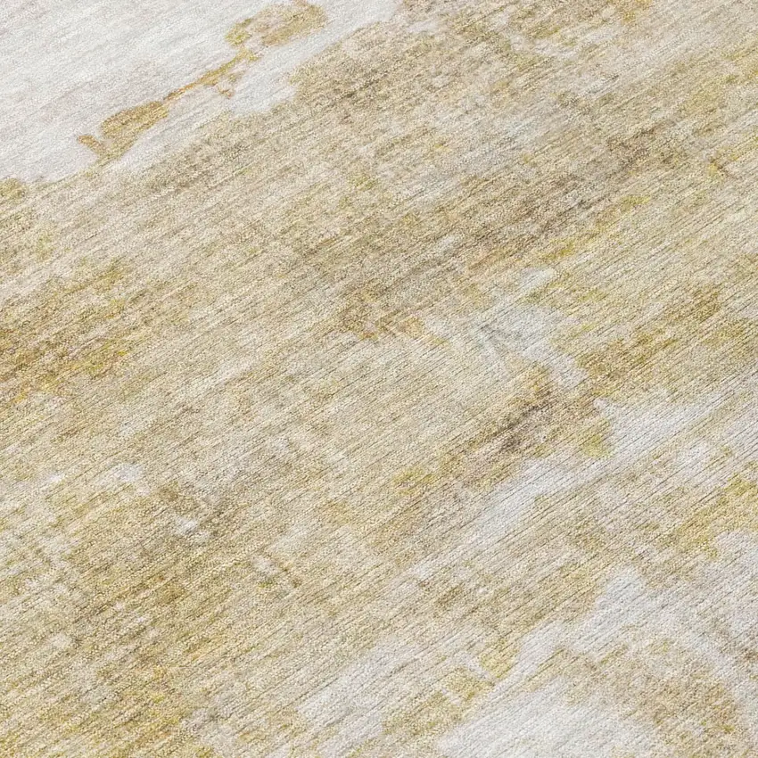 Gold And Linen Abstract Washable Indoor Outdoor Area Rug Photo 6