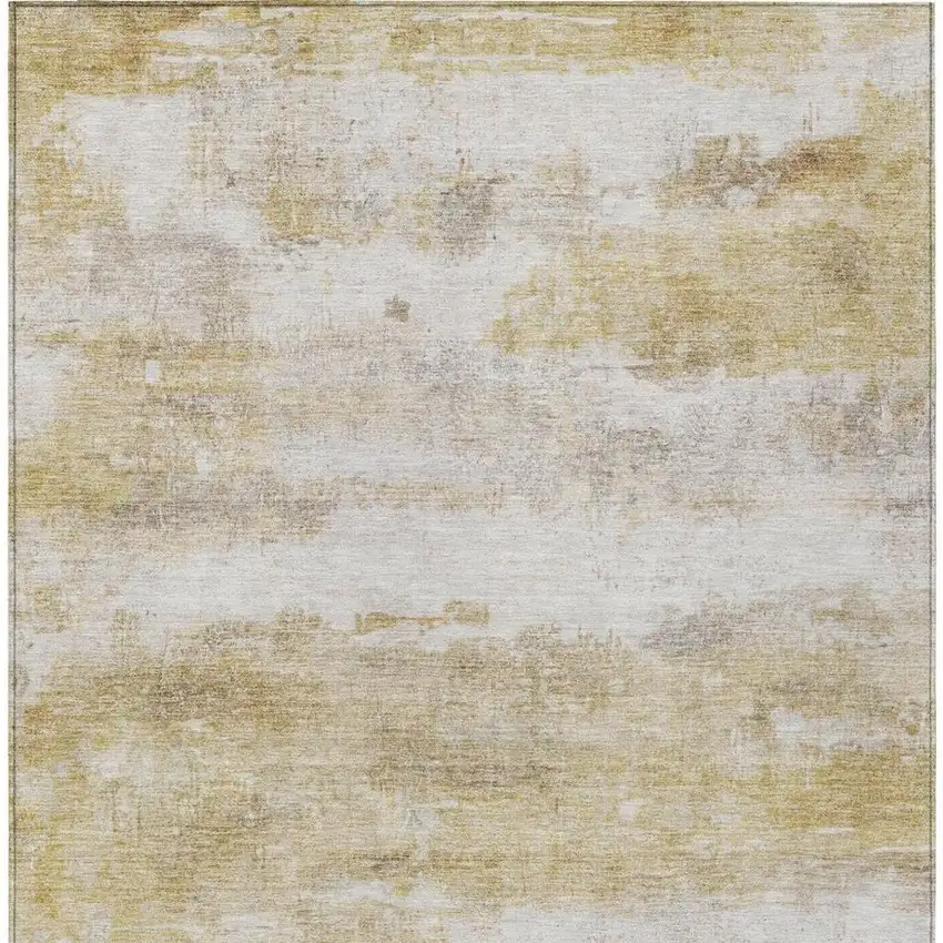 Gold And Linen Abstract Washable Indoor Outdoor Area Rug Photo 9