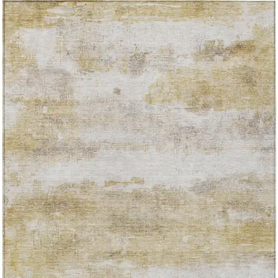 Gold And Linen Abstract Washable Indoor Outdoor Area Rug Photo 6