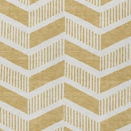 Gold And Linen Geometric Washable Indoor Outdoor Area Rug Photo 1