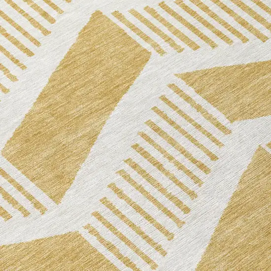 Gold And Linen Geometric Washable Indoor Outdoor Area Rug Photo 5