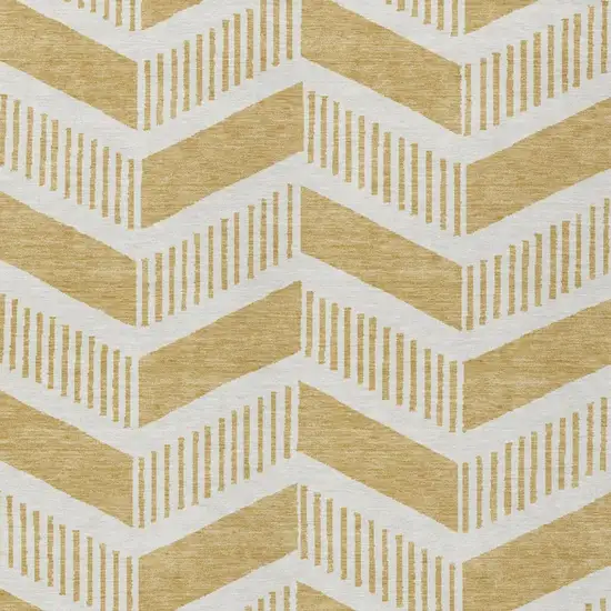 Gold And Linen Geometric Washable Indoor Outdoor Area Rug Photo 3