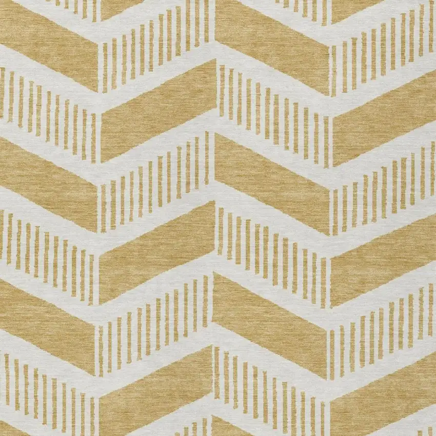 Gold And Linen Geometric Washable Indoor Outdoor Area Rug Photo 3