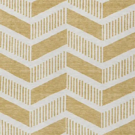 Gold And Linen Geometric Washable Indoor Outdoor Area Rug Photo 2